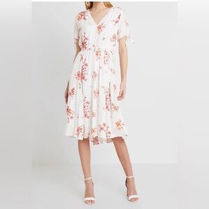 GAP Floral Midi Dress - White and Pink